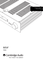 Cambridge Audio Azur-740A - Owners manual